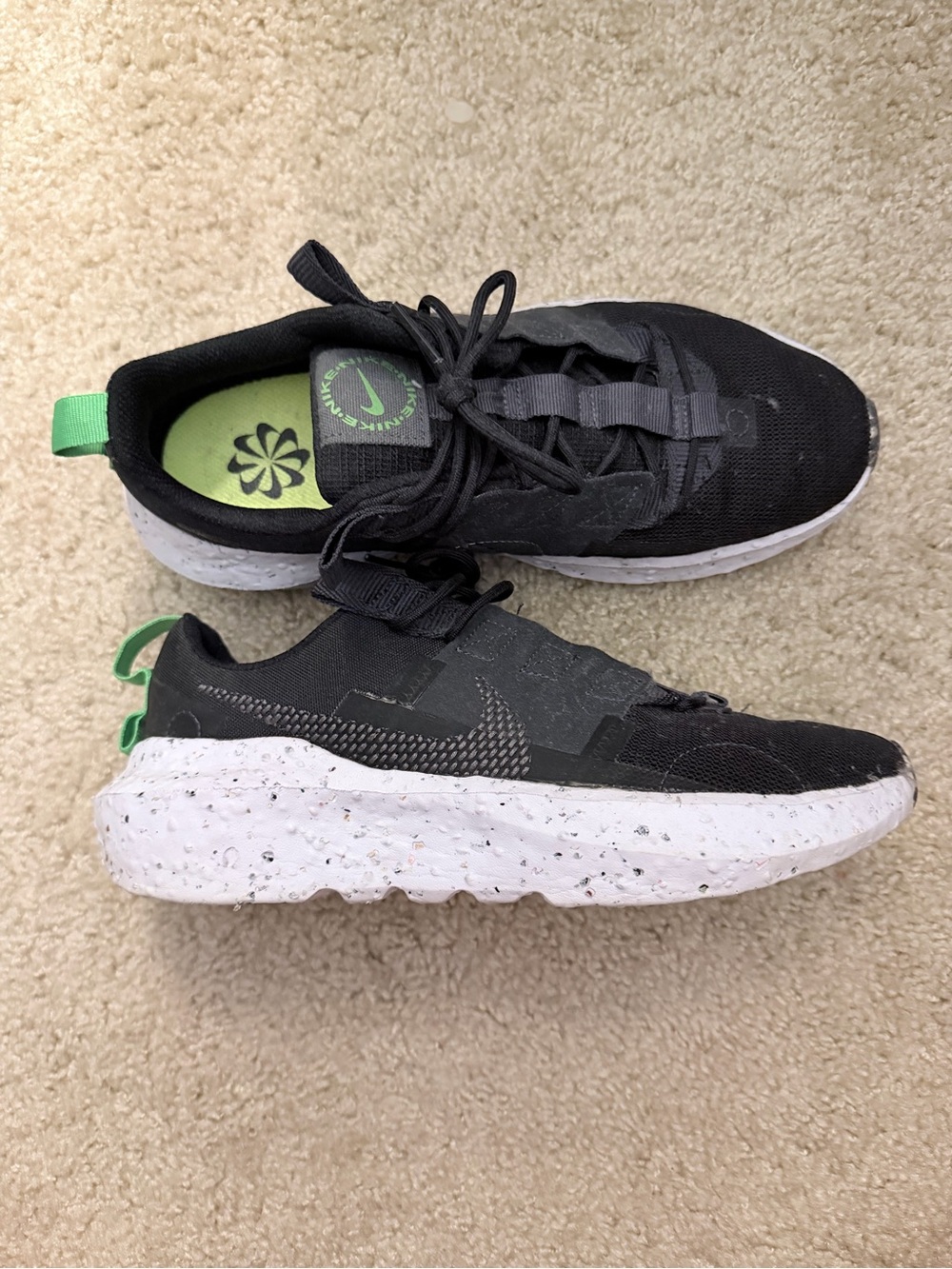 Nike Black Athletic Sneakers with Green Accents
